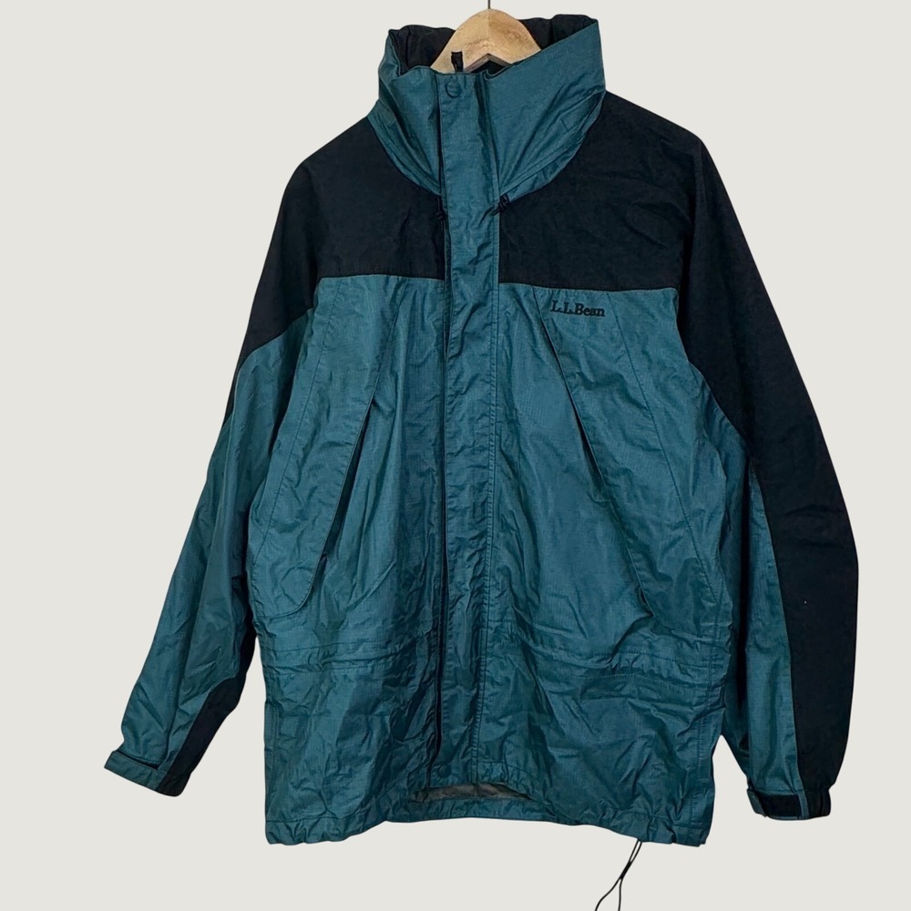 LL Bean Gore-Tex Jacket Medium Teal Black Gorpcore Vintage Outdoor Parka